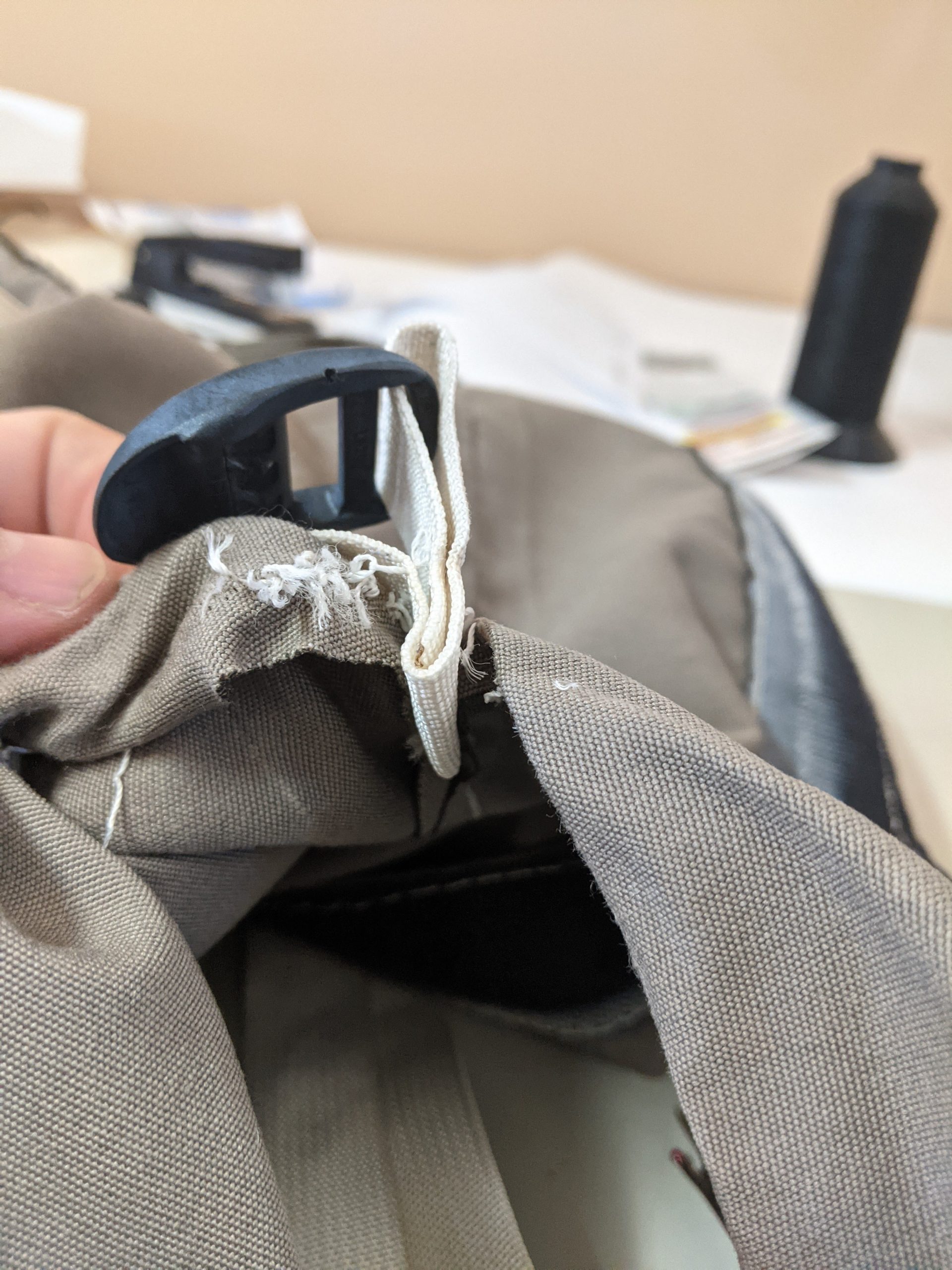 Professional sail repair work in progress